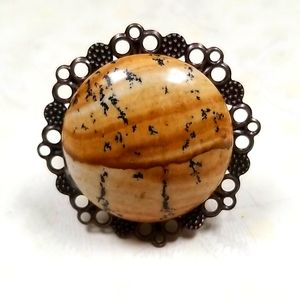 Picture Jasper Adjustable Statement Ring